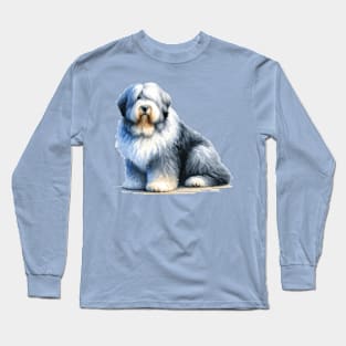 Watercolor Old English Sheepdog - Beautiful Dog Long Sleeve T-Shirt